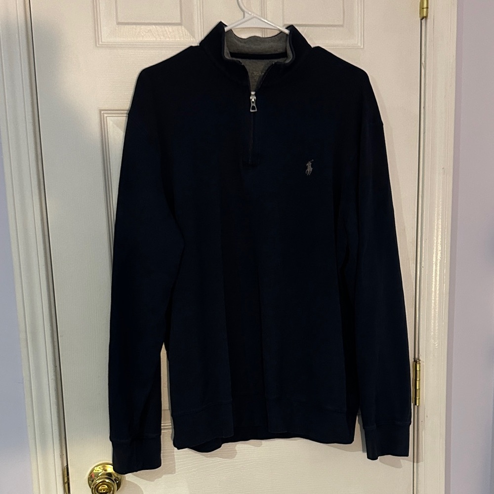 XL VINTAGE POLO Men's Navy Blue Quarter Zip Sweater